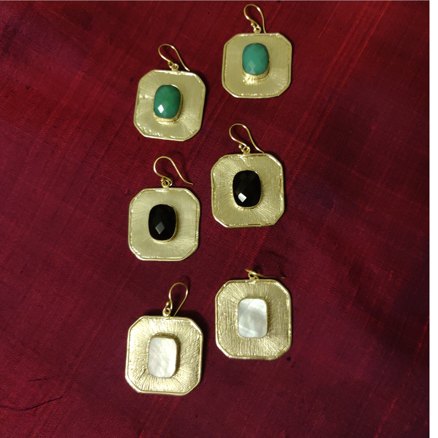 Stone Encrusted Ear Danglers - Turquoise
