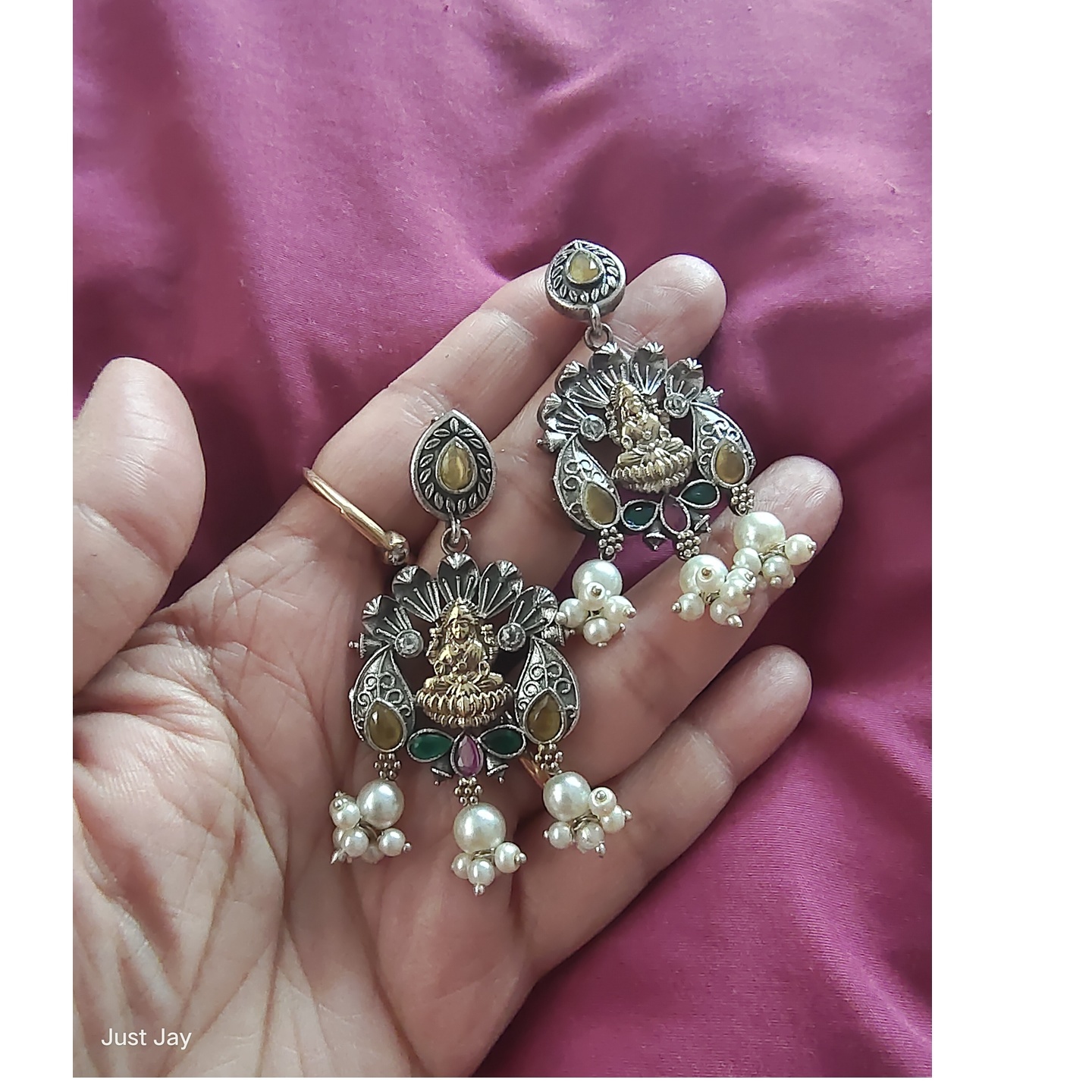 Dual Tone Lakshmi Earrings