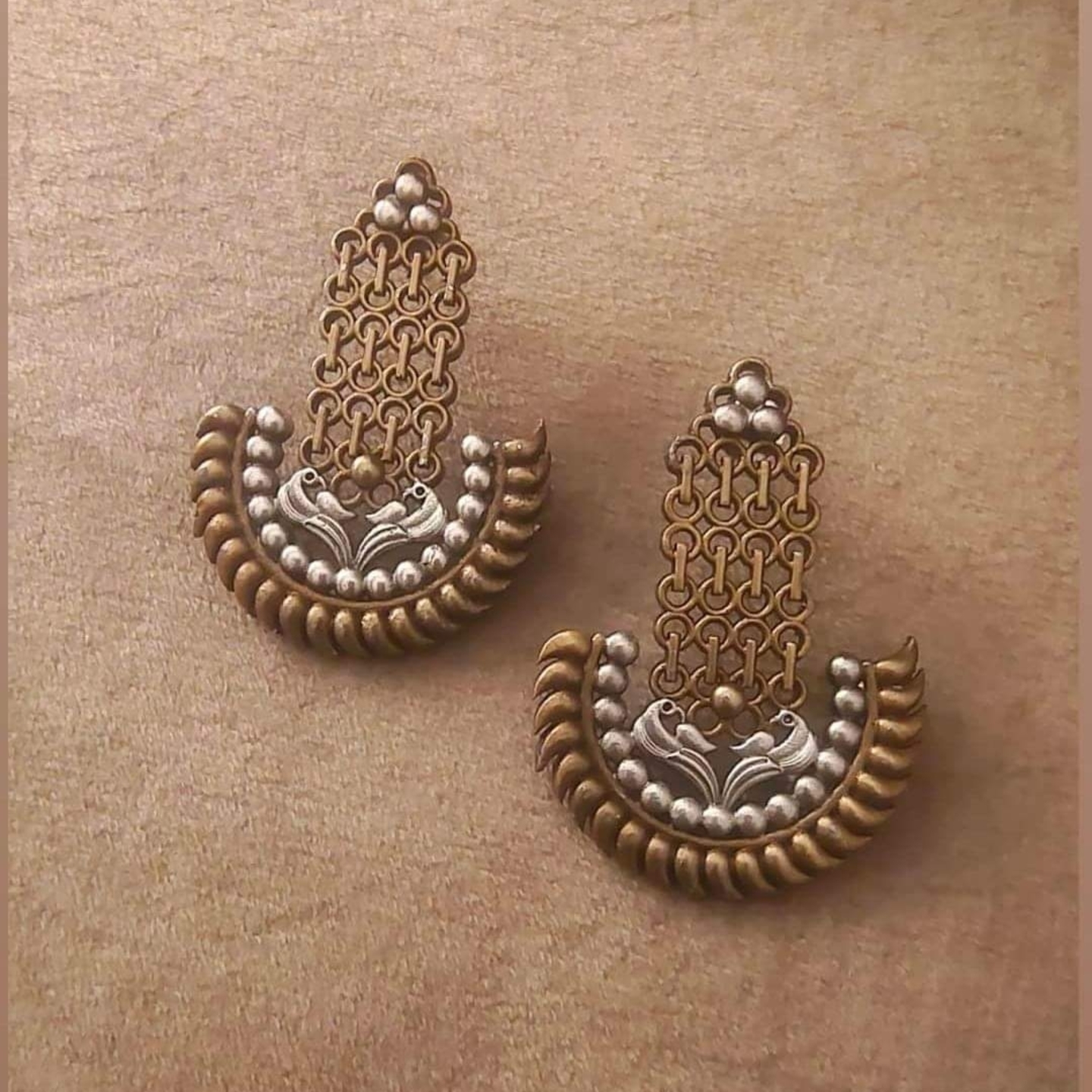 Dual Tone Statement Earrings