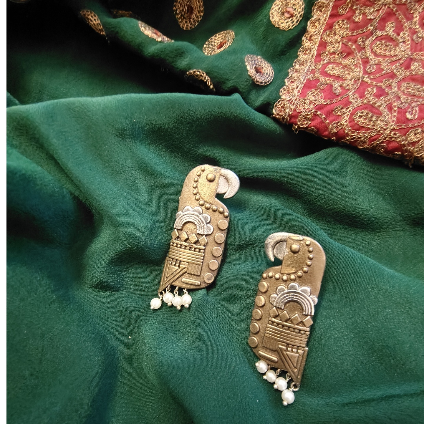 Parrot Earrings in Antique Finish