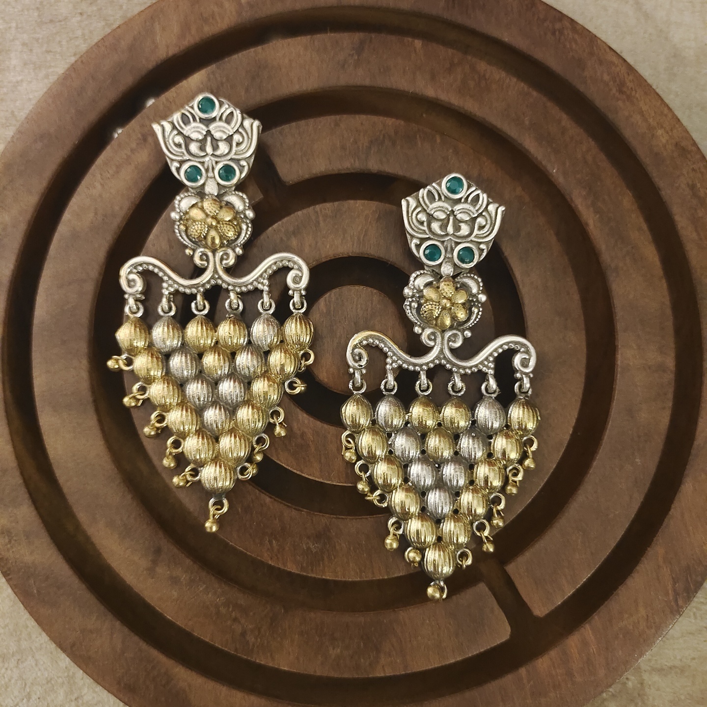 Dual Tone Statement Earrings