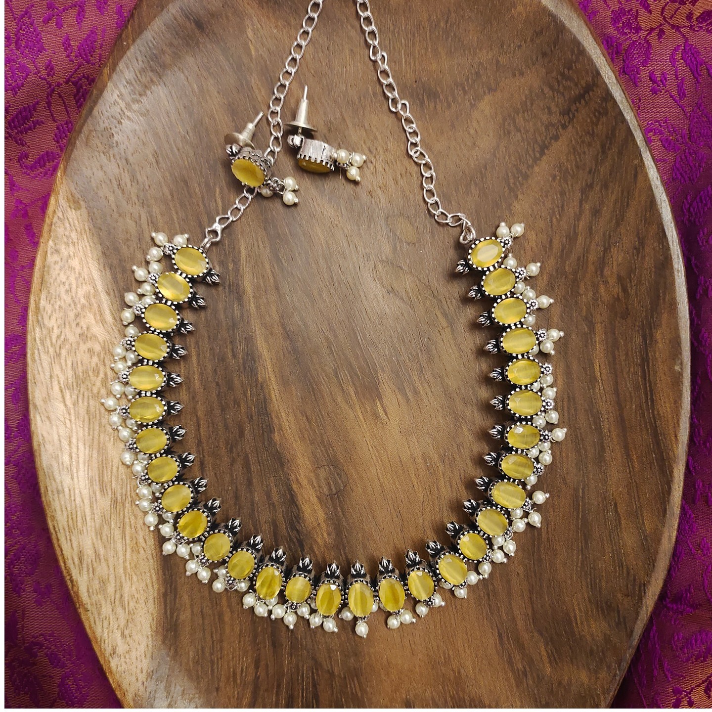 Stone Encrusted Necklace Set