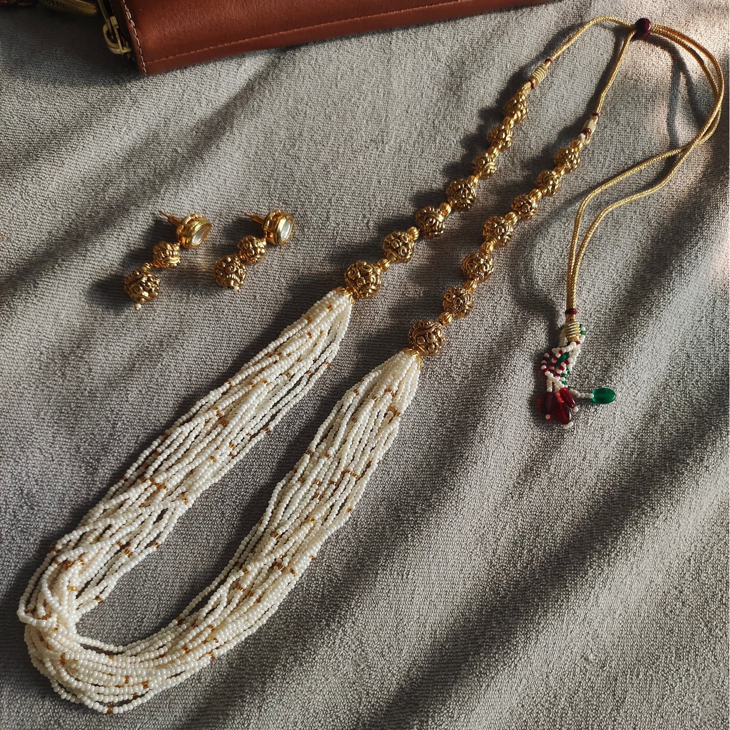 Beaded Mala in Gold Finish
