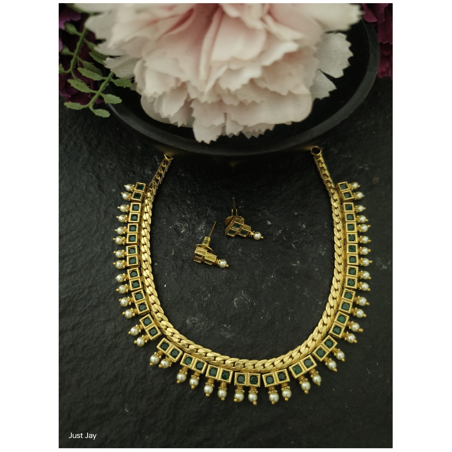 Ruby Green Necklace Set