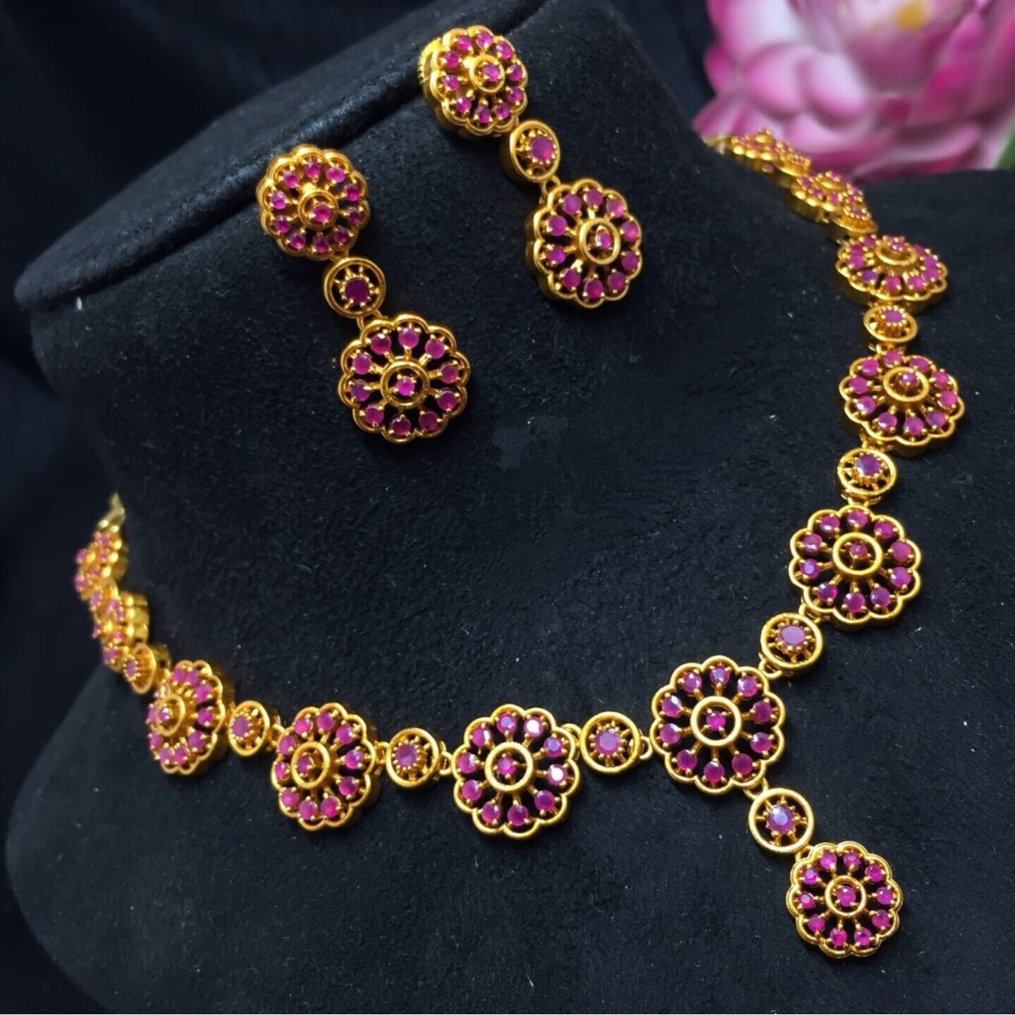 Ruby Red Necklace Set