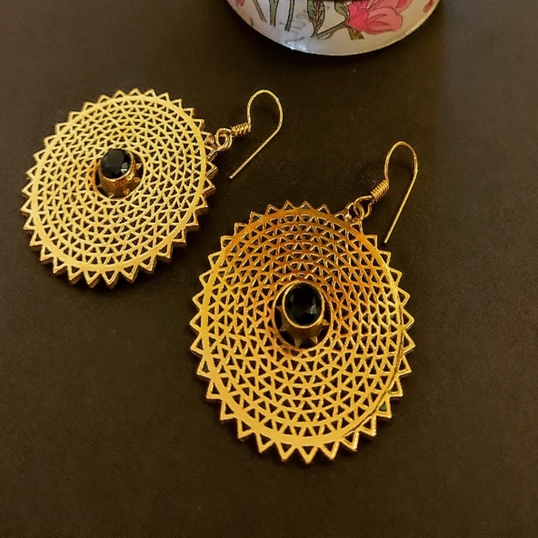 Filigree Earrings in Gold Finish