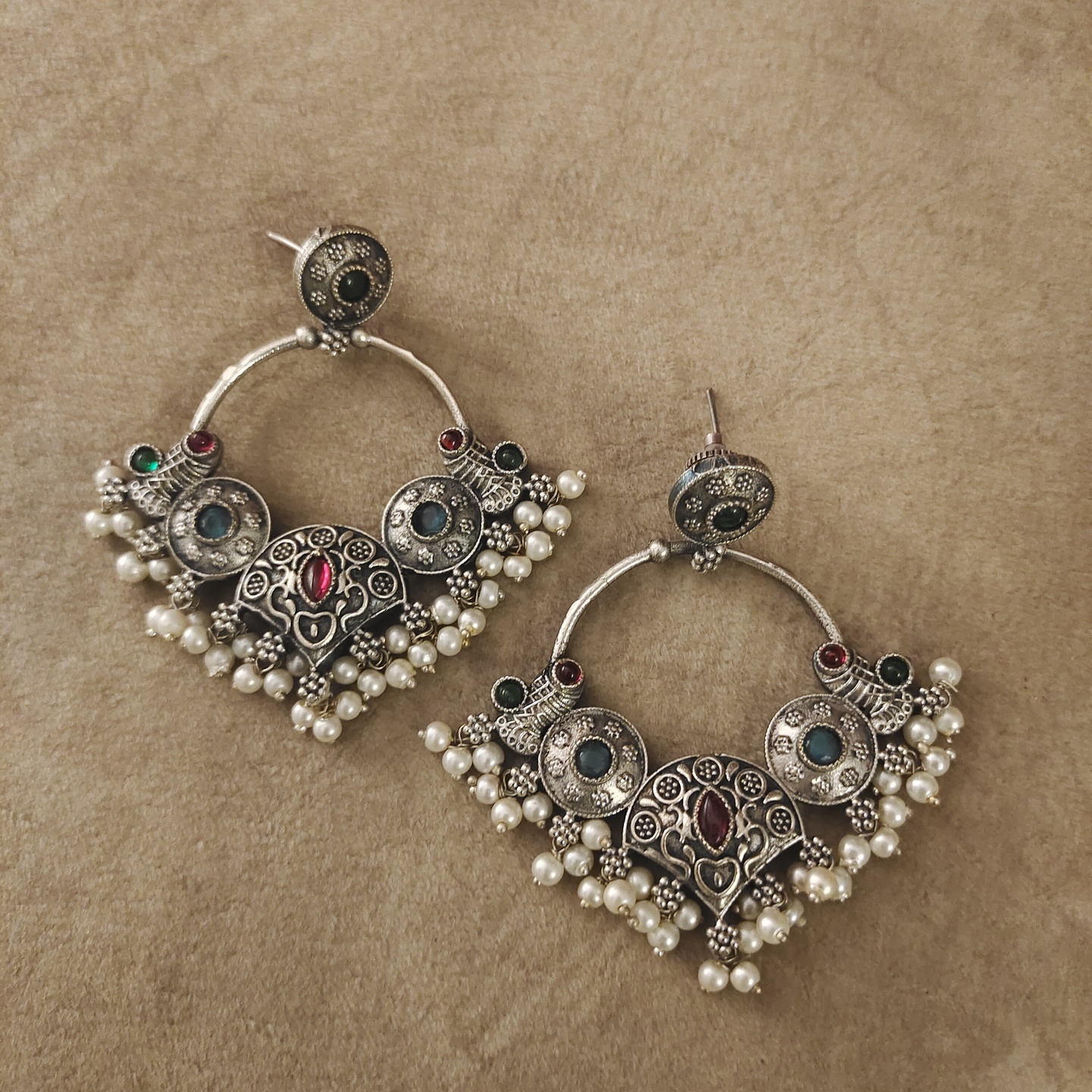 Chandbali in Silver Replica