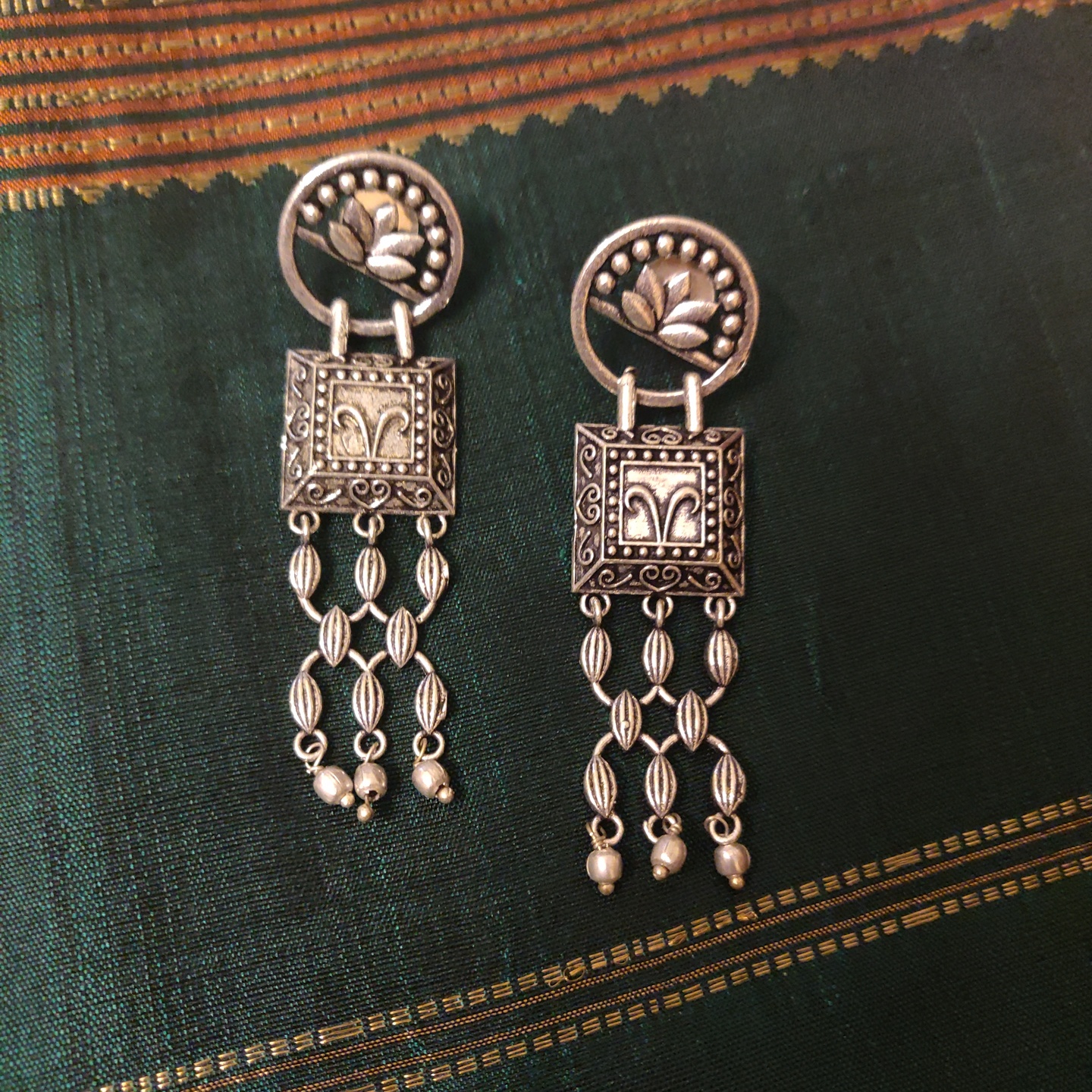 Oxidized Ear Danglers