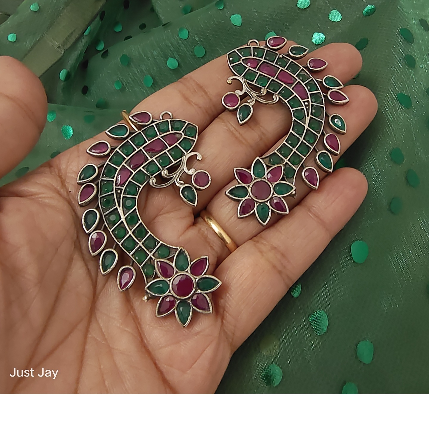 Stone Studded Fish Earrings