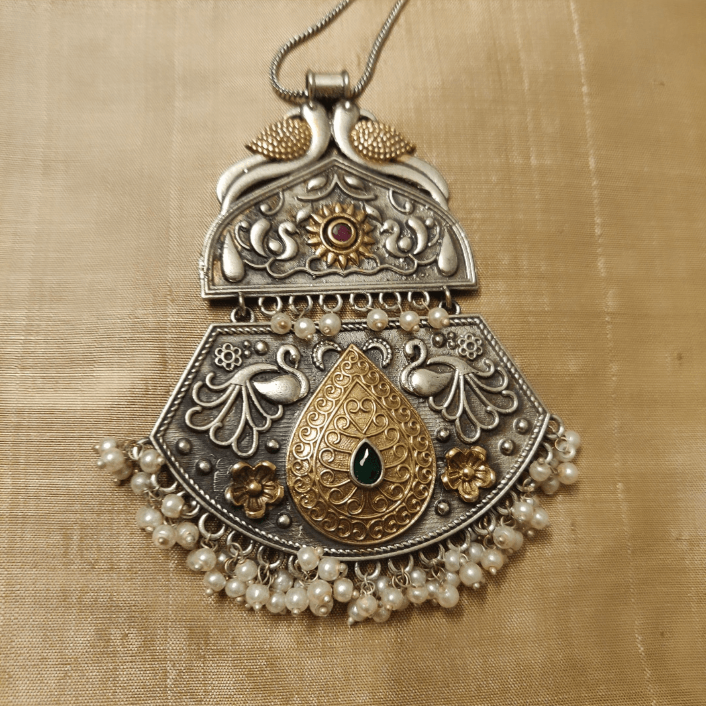 Dual Tone Statement Pendant on Chain