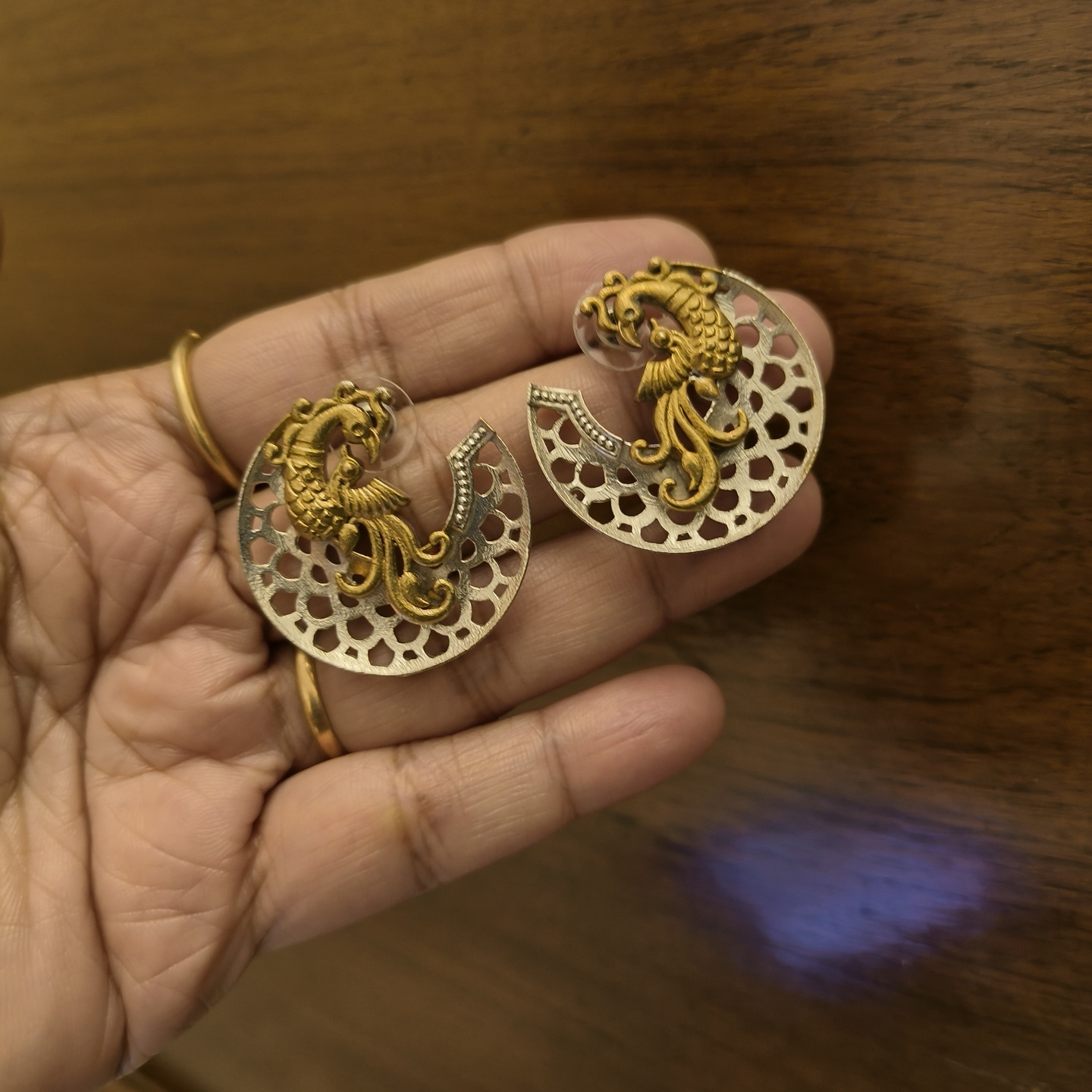 Dual Tone Peacock Studs