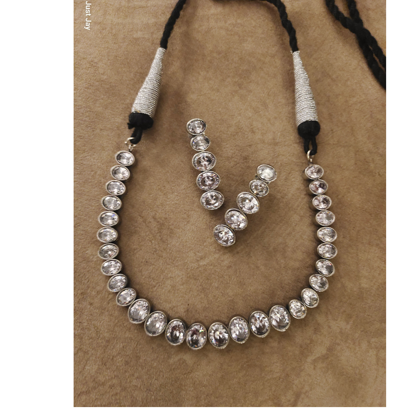 White Stone Necklace with Earrings