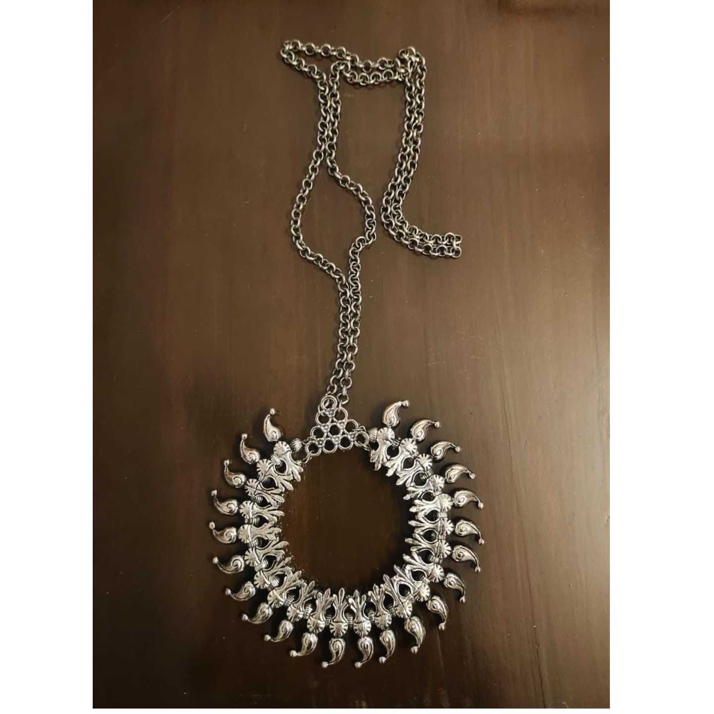 Statement Pendant on Long Chain
