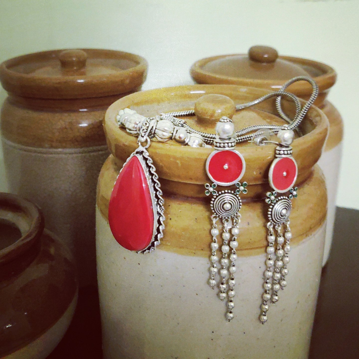 Necklace with Enamel Painted Danglers