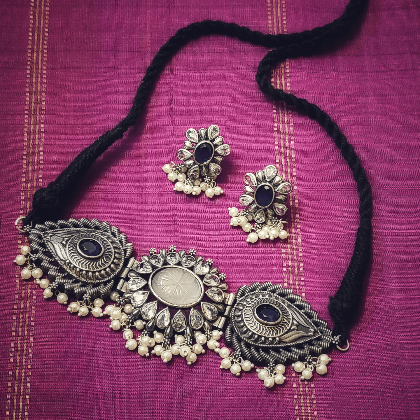Stone Encrusted Choker in Silver Replica