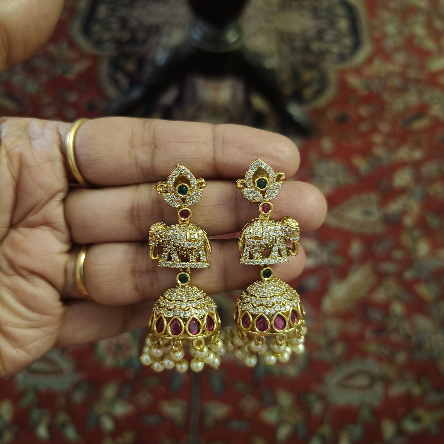 Beautiful Elephant AD Jhumkas 