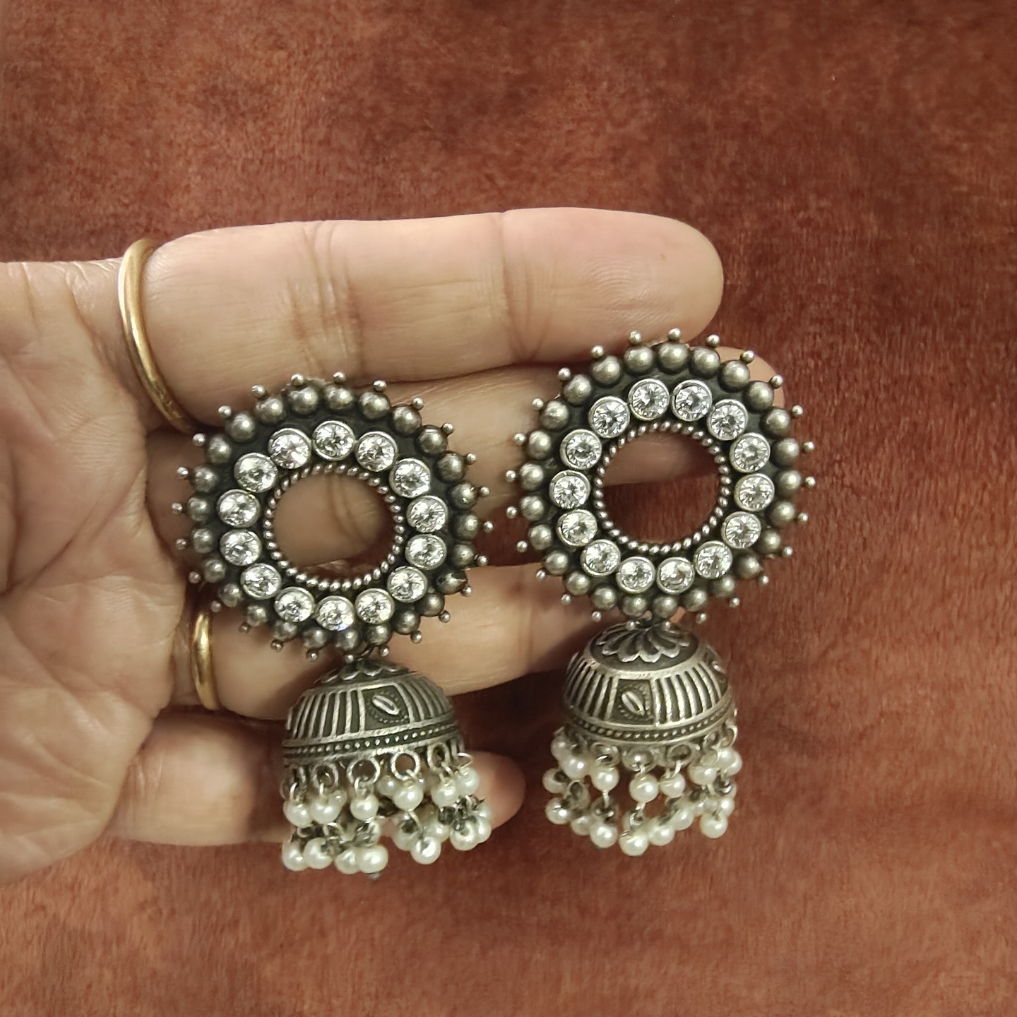 Silver Replica Jhumkas