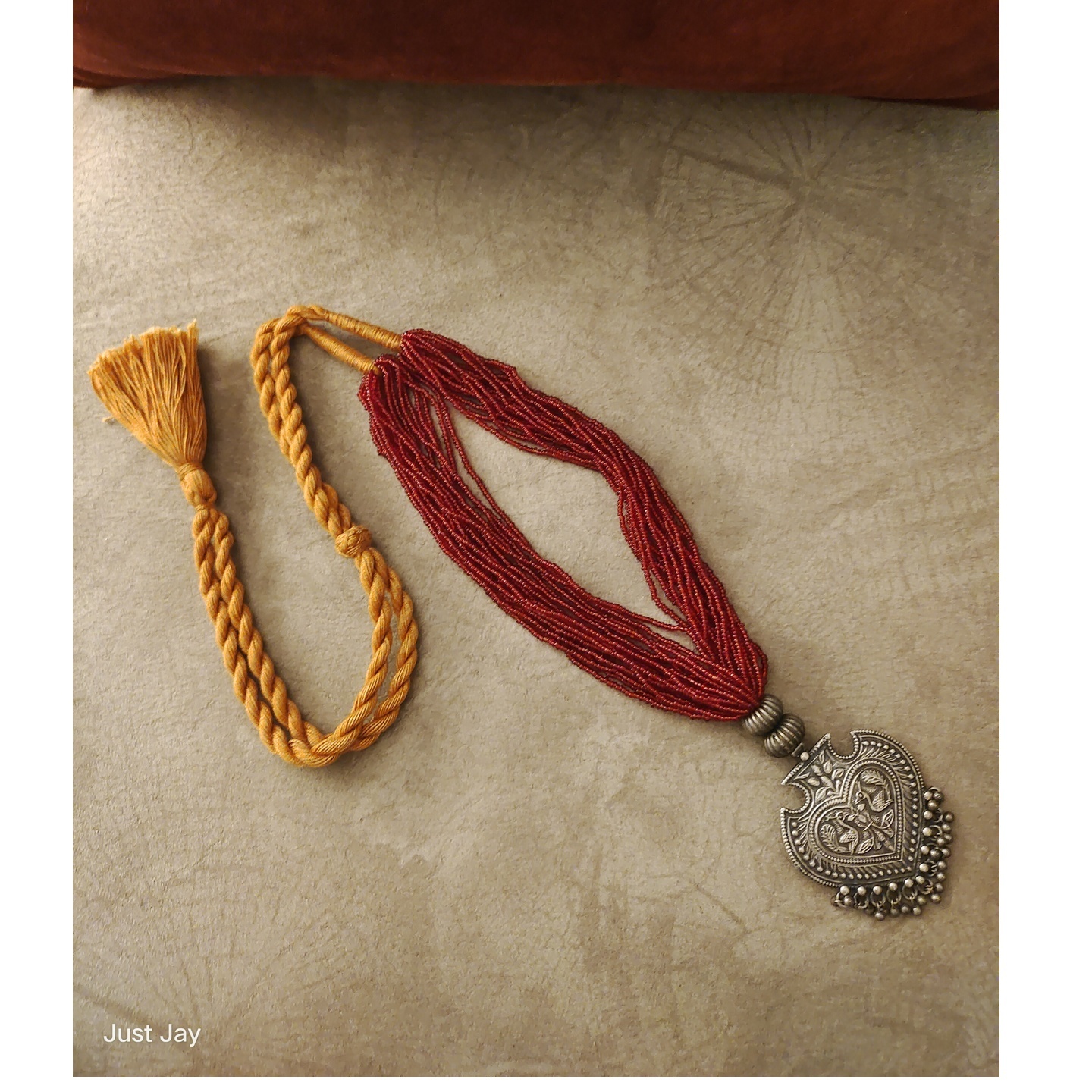Silver Replica Pendant with Beaded Necklace