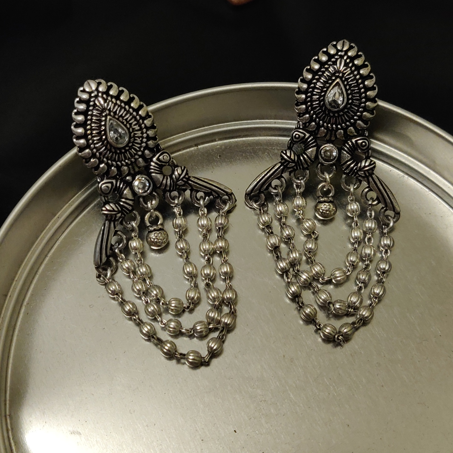 Ear Danglers in Silver Replica