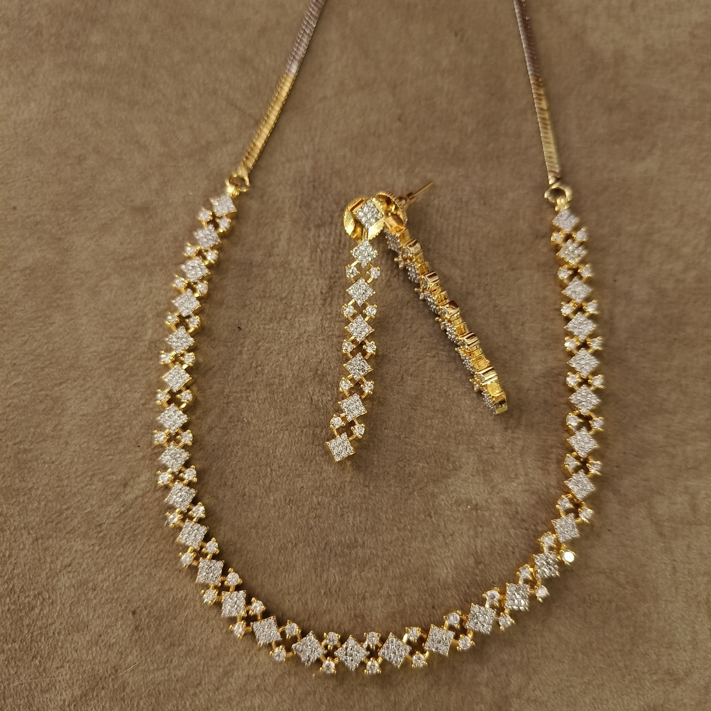 Delicate AD Necklace in Gold Finish