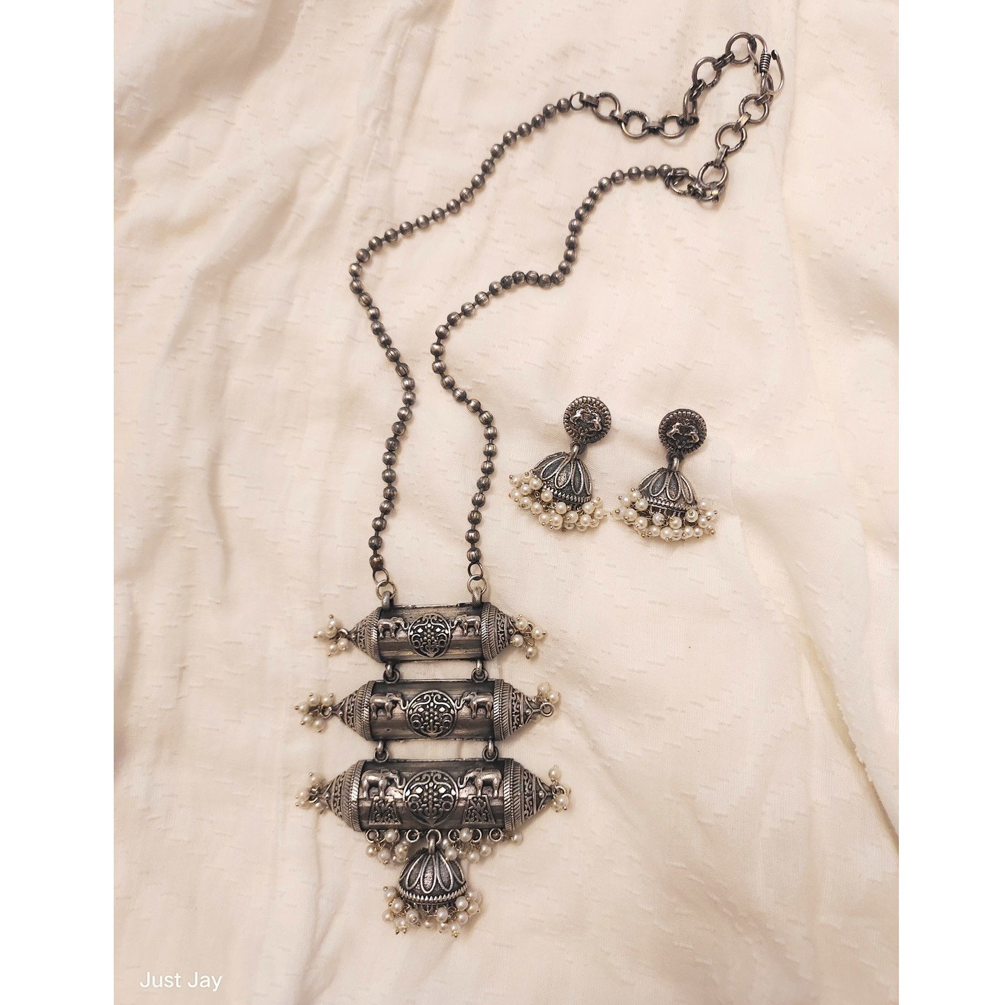Layered Taveez Pendant with Earrings