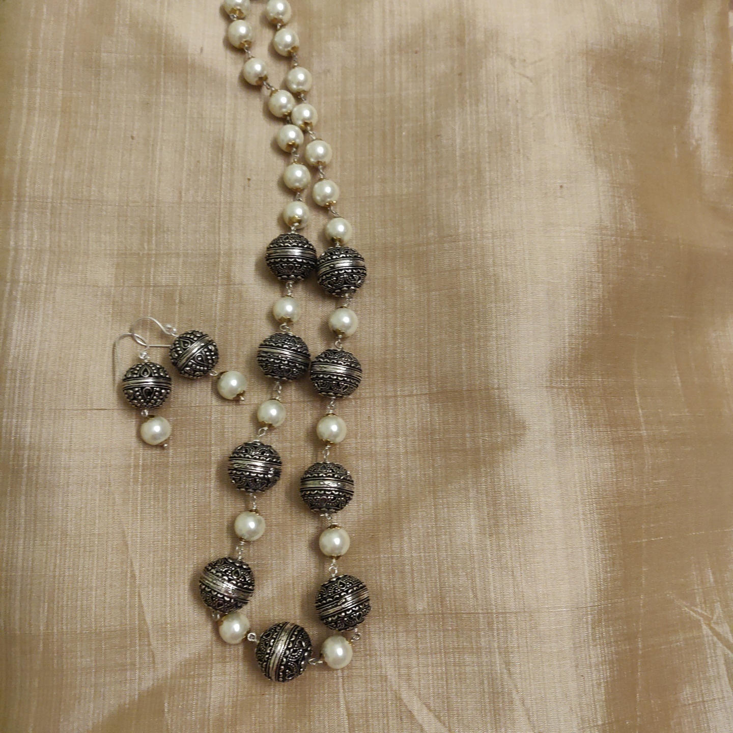 German Silver Necklace with Pearls