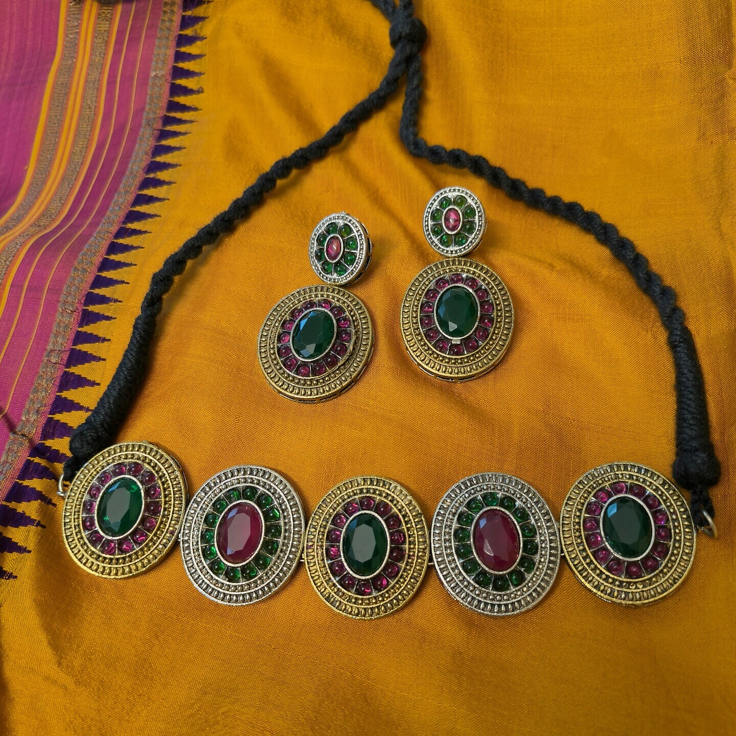 Dual Tone Statement Choker Set