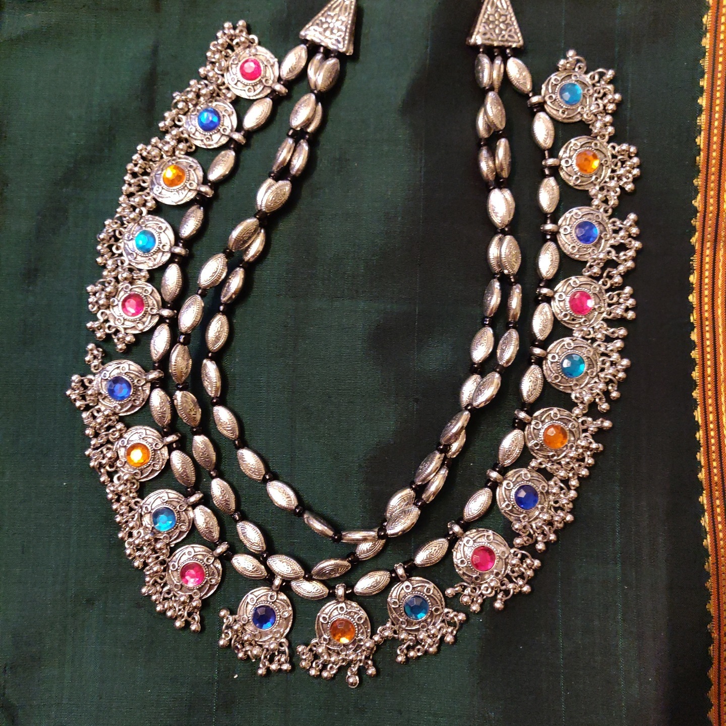 Layered Necklace with Oxidized Beads