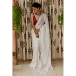 Handembroidered chikankari kota silk saree.