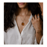 Handmade silver semi stone yellow pendant with silver chain