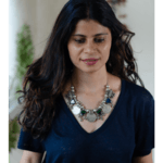 Handmade pure coin based silver neckpiece with stone