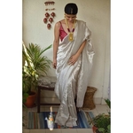Handwoven line saree blended with tissue.