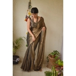 Handwoven metallic linen saree