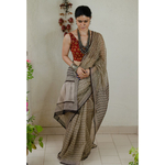 Hand block printed and natural dyed kota doria saree