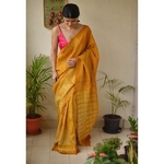 Handmade and handwoven tussar silk shibori saree