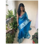 Handwoven organza sheer silk saree with banarasi border.