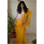 Hand embroidered and handmade kota doria chikankari saree