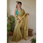 Handwoven mettallc linen saree