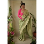 Handloom Kadhiyal jaal jari motifs katan silk banarasi saree.