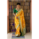 Handloom Katan Banarasi silk saree with woven motifs.