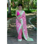 Handloom floral jaal khaddi chiffon banarasi saree