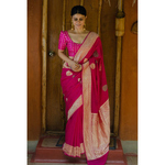 Handwoven kadhwa chiffon roopa booti banarasi saree.