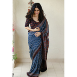 Handloom ,Handblock printed and handmade natural dyed mangalagiri cotton Ajrakh saree.
