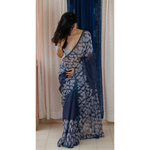Hand block printed kota doria saree.