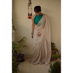 Handwoven jari warp linen saree