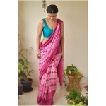 Handwoven linen saree in shibori