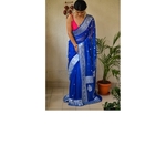 Handwoven kadwa chiffon banarasi saree with silver jari.