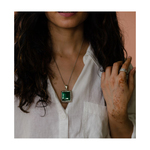 Handmade silver semi emerald pendant with silver chain