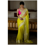 Handwoven Rupa Booti khaddi banarasi chiffon saree