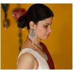 Handmade silver chandbali jhumka